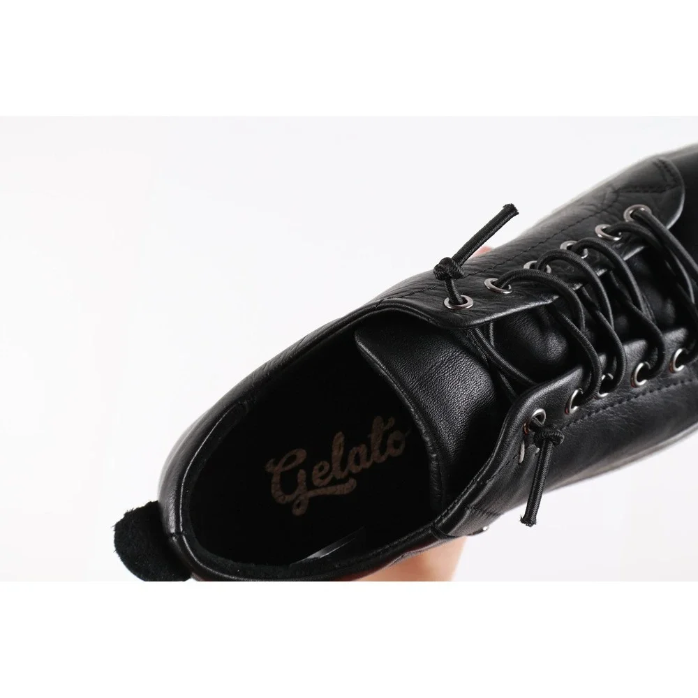 Gelato Tampa Sneakers Black Leather Platform Low Top 36 NEW